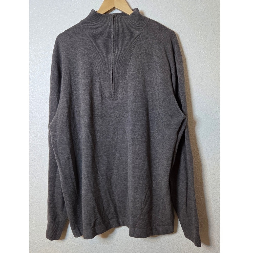 Stetson 100% Wool Sweater Mens XL Gray Mock Neck Quarter Zip Elbow‎ Patch